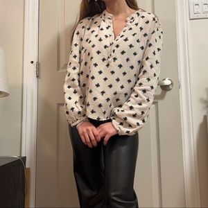 Long Sleeved V-neck Button Top